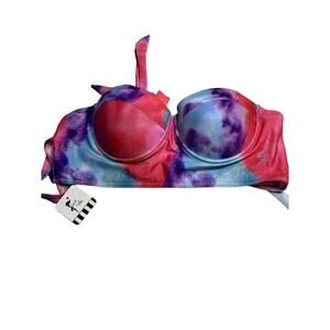 NWT Beach Vibes Tie Dye Multicolor Bikini Push Up Pink Purple Feminine Coquette